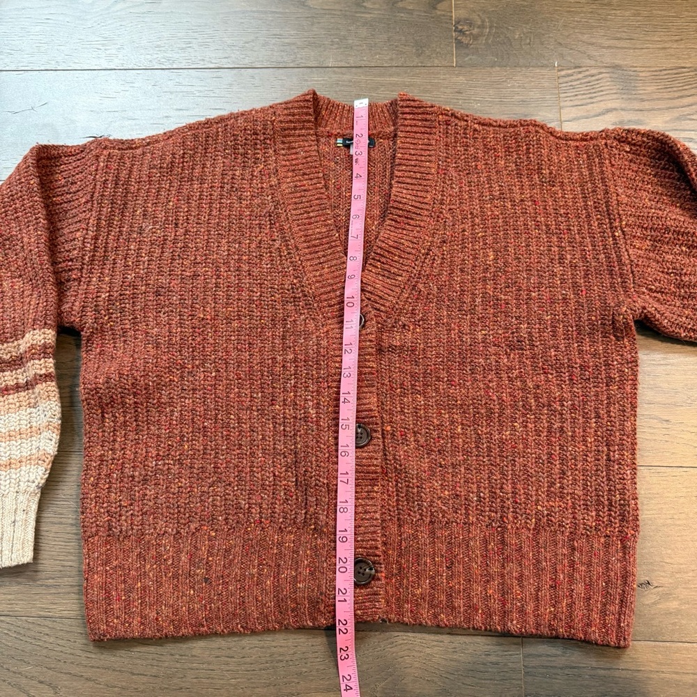 Chunky Ribbed Button-Front Sweater Cardigan - Rust - Picture 7 of 10